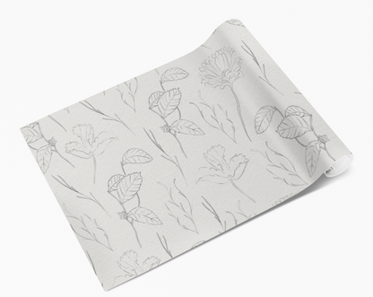 Grey Floral Leaf Outlines Vinyl Furniture Wrap