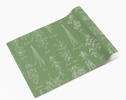 Green/White Herbs Chart Self Adhesive Vinyl
