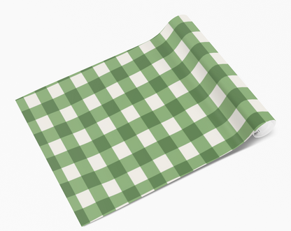 Green & White Checked Pattern Self Adhesive Vinyl