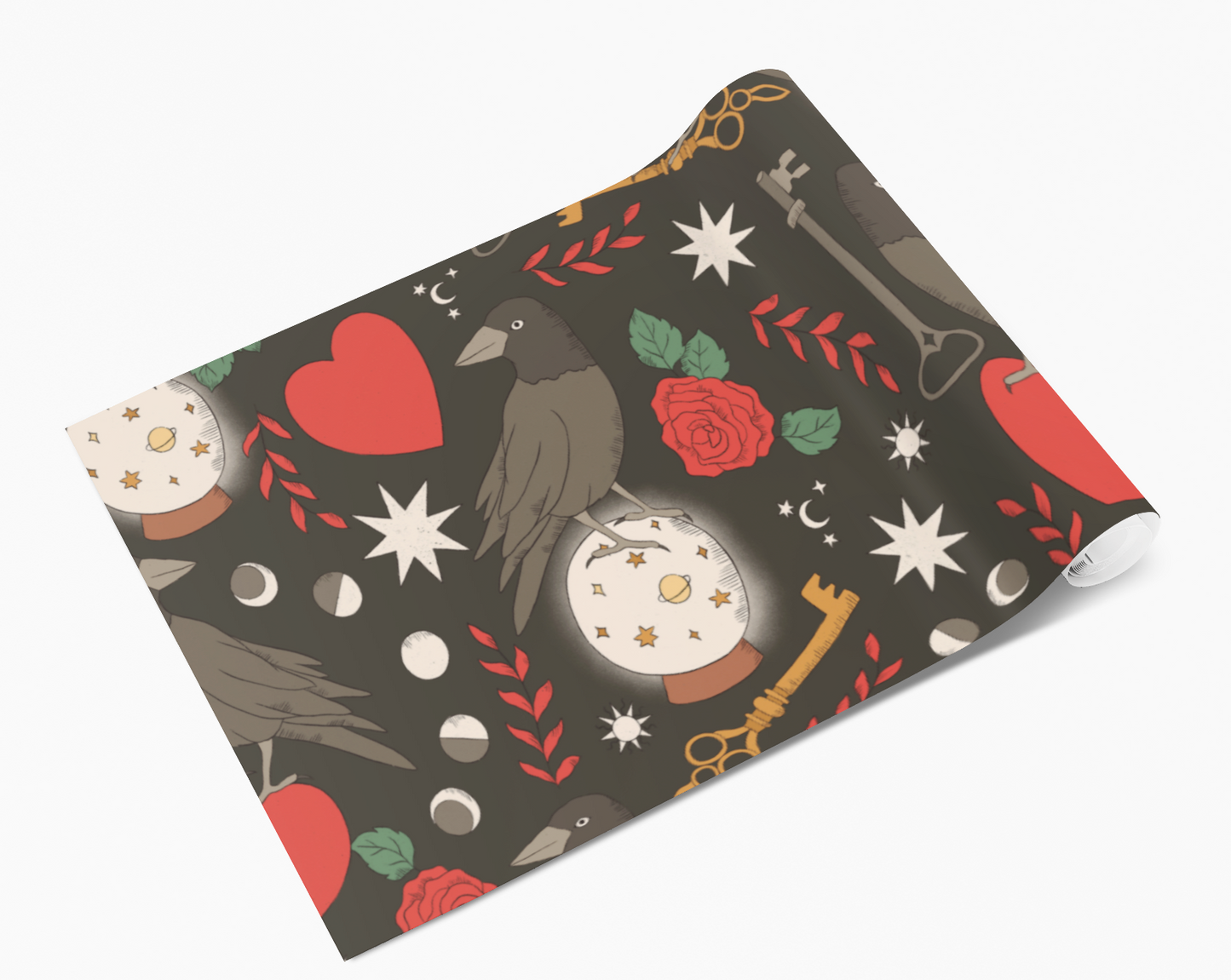 Dark Crow Roses Keys Self Adhesive Vinyl