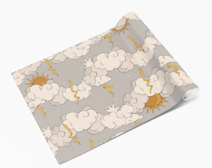 Grey Stormy Weather Lightning Clouds Self Adhesive Vinyl