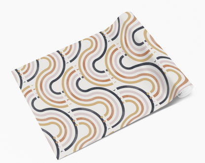 Neutral Navy Wavy Curves Lines Self Adhesive Vinyl