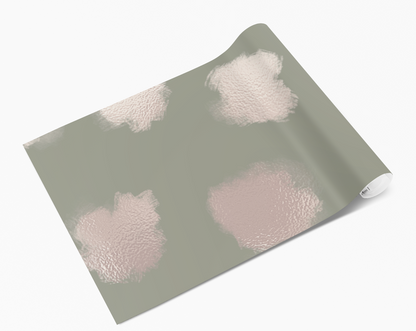 Khaki Green & Blush Sheen Cloud Smudge Self Adhesive Vinyl