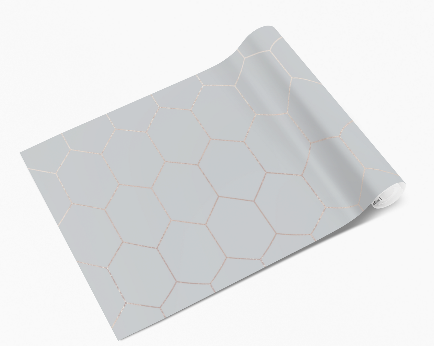 Grey & Rose Gold Hexagons Self Adhesive Vinyl