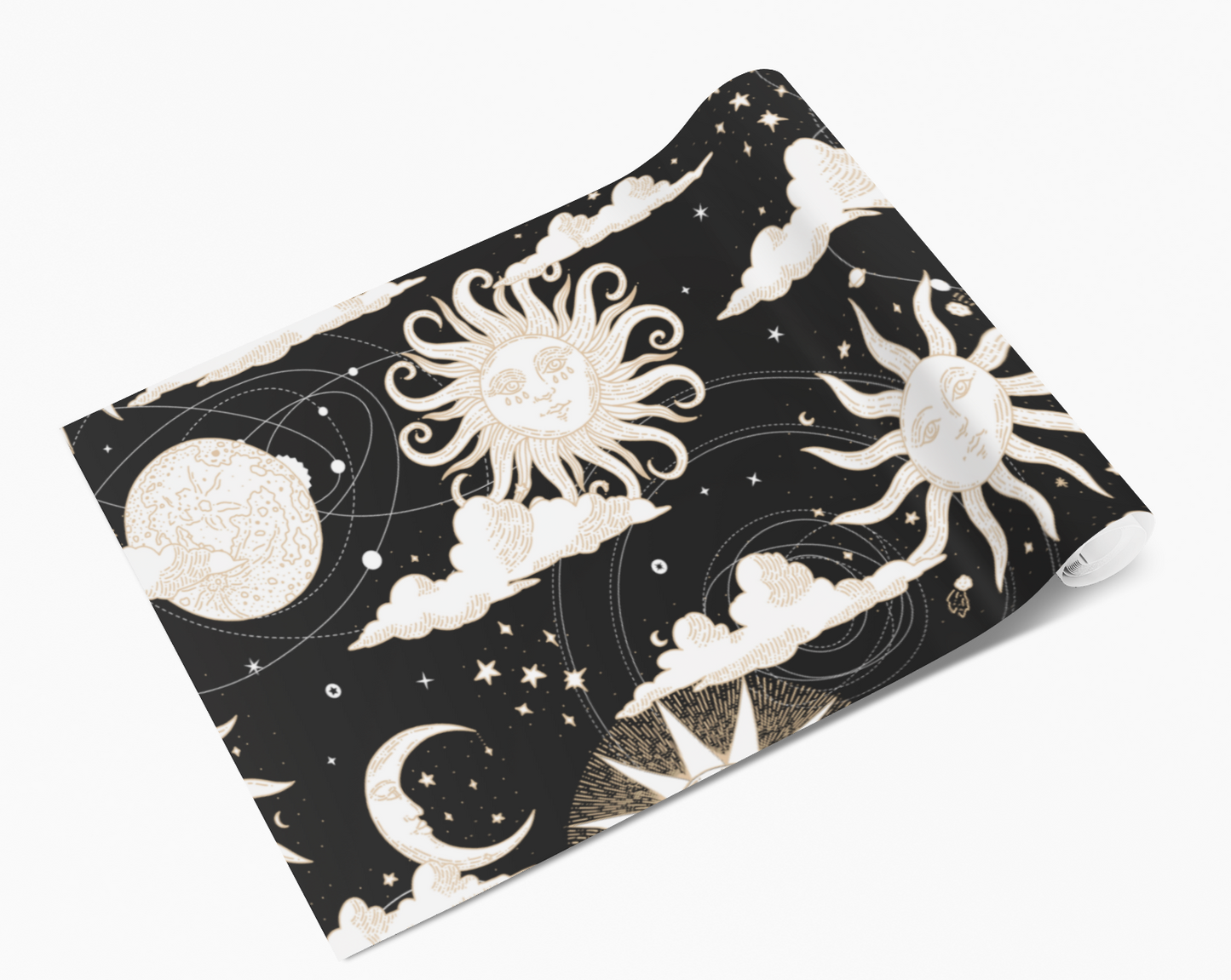 Black & White Sun Moon Cloud Earth Self Adhesive Vinyl