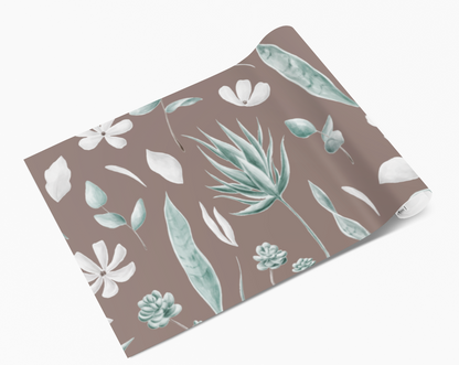 Brown Teal Plants Self Adhesive Vinyl