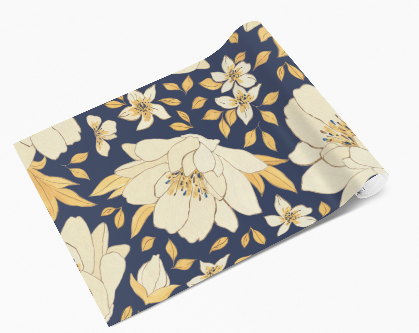 Cream Floral Navy Flowers Vinyl Furniture Wrap