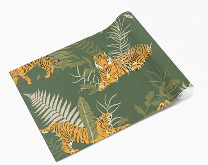 Exotic Tiger Print Jungle Leaves Self Adhesive Vinyl