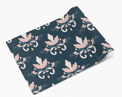 Navy Leaf Floral Pink Pattern Self Adhesive Vinyl