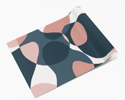 Abstract Navy White Pink Blobs Self Adhesive Vinyl