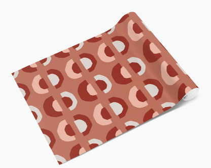Geometric Blush Red Semi Circles Self Adhesive Vinyl
