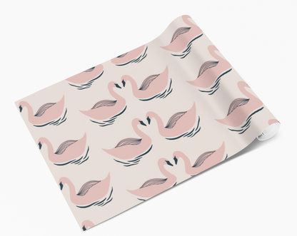 Pale Pink Swan Pattern Vinyl Furniture Wrap