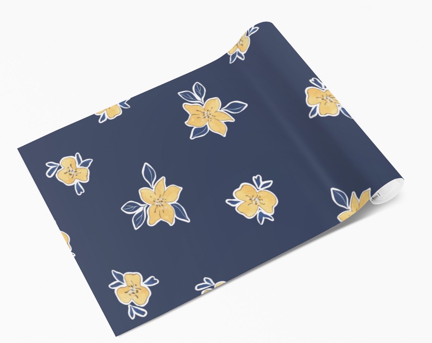 Navy Mini Yellow Flowers Cream Floral Flowers Self Adhesive Vinyl Wrap