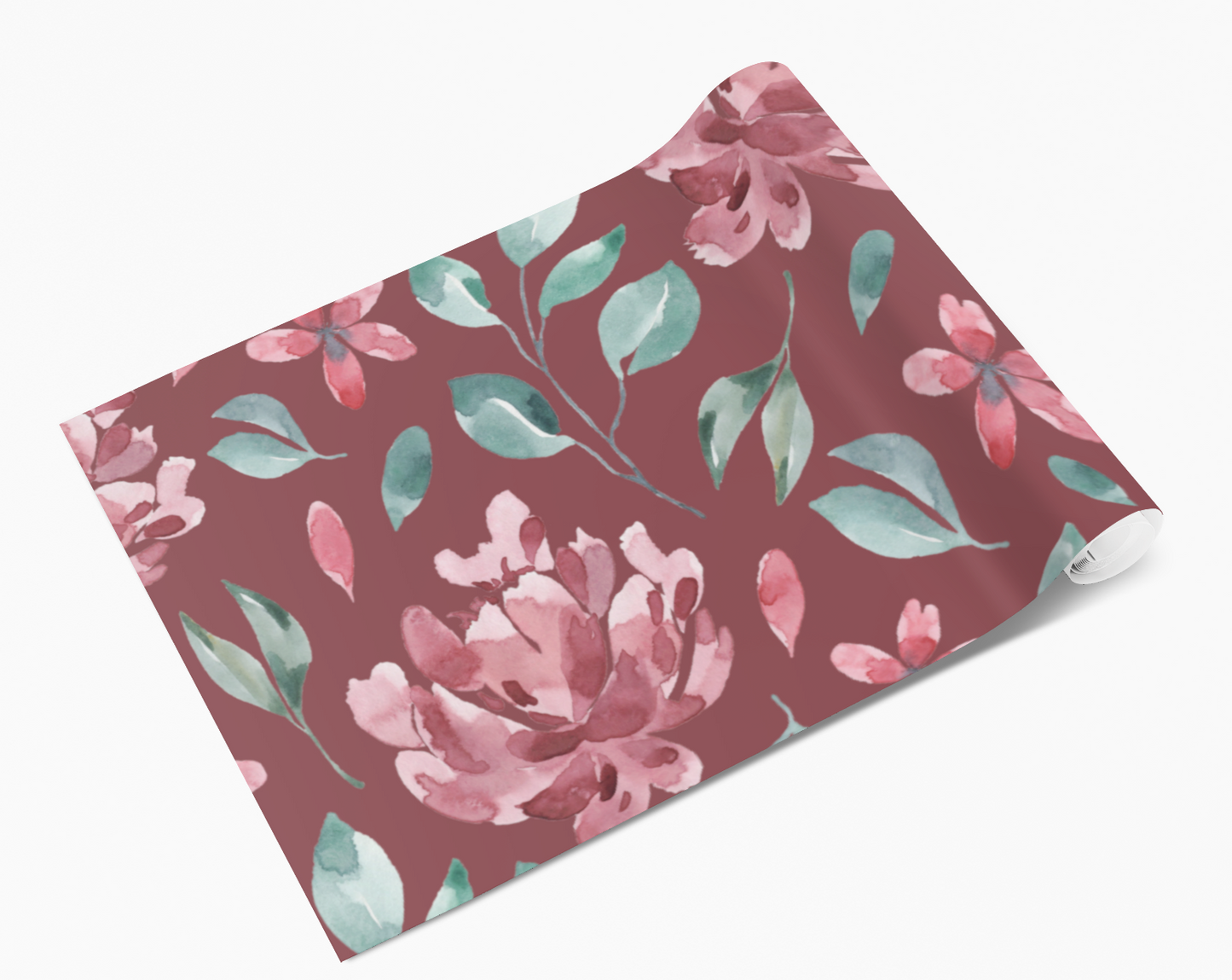Burgundy Floral Painted Flowers Self Adhesive Vinyl