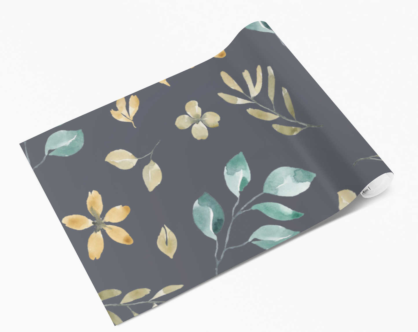 Grey Mint & Yellow Blossom Flowers Self Adhesive Vinyl