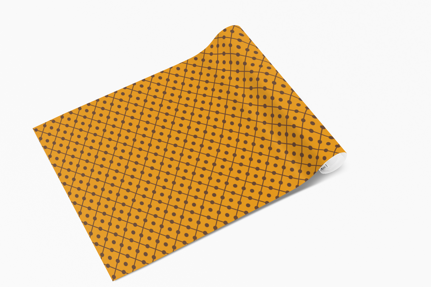 Mustard Yellow Dotty Lines Self Adhesive Vinyl