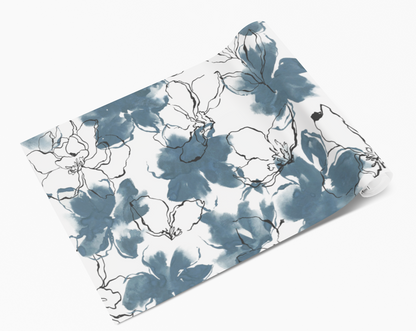Teal Grey Floral Pattern Self Adhesive Vinyl