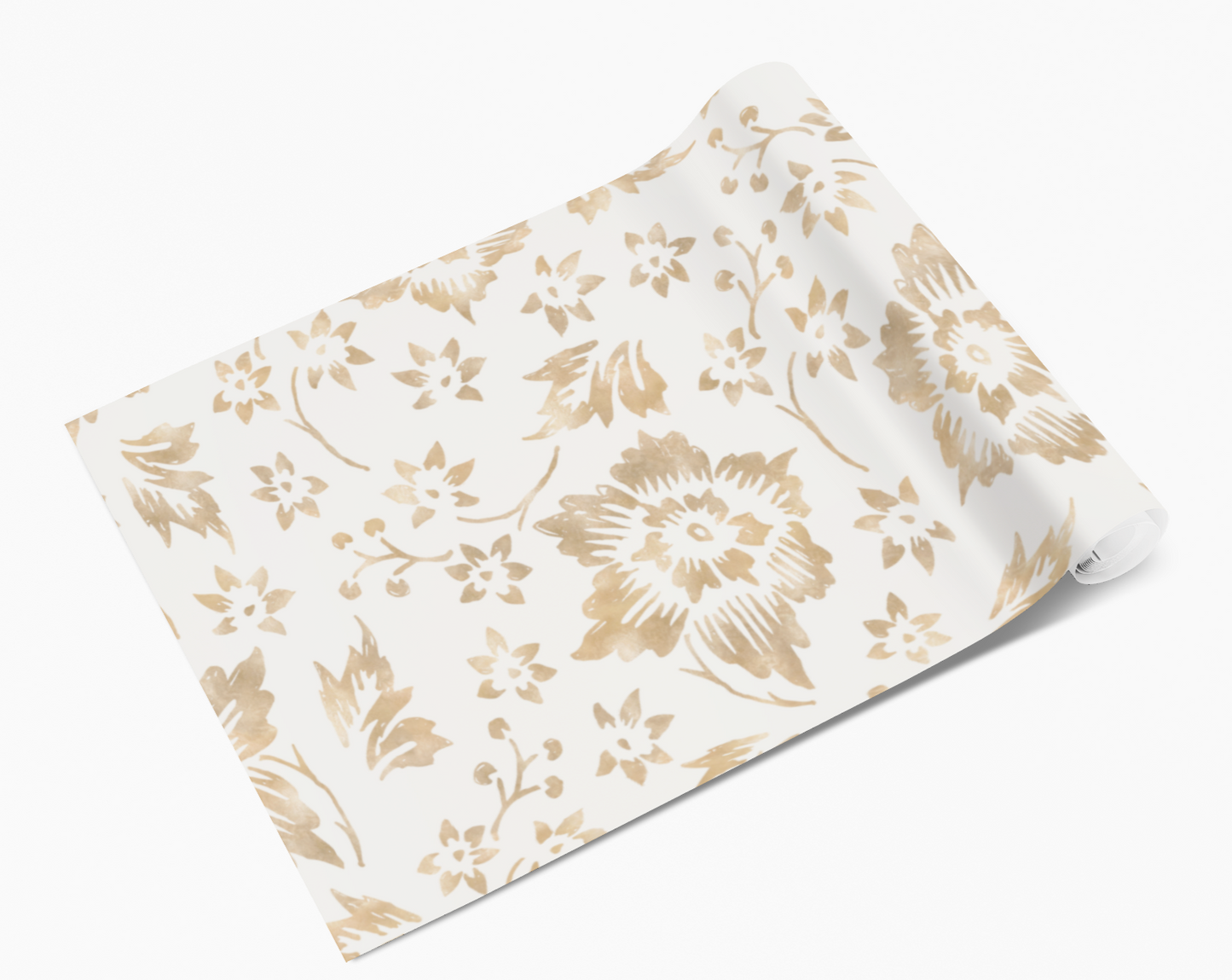 Beige Painted Flowers Beige Self Adhesive Vinyl