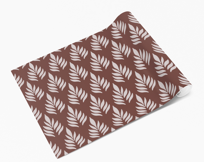 Brown & White Fern Leaf Pattern Vinyl Furniture Wrap