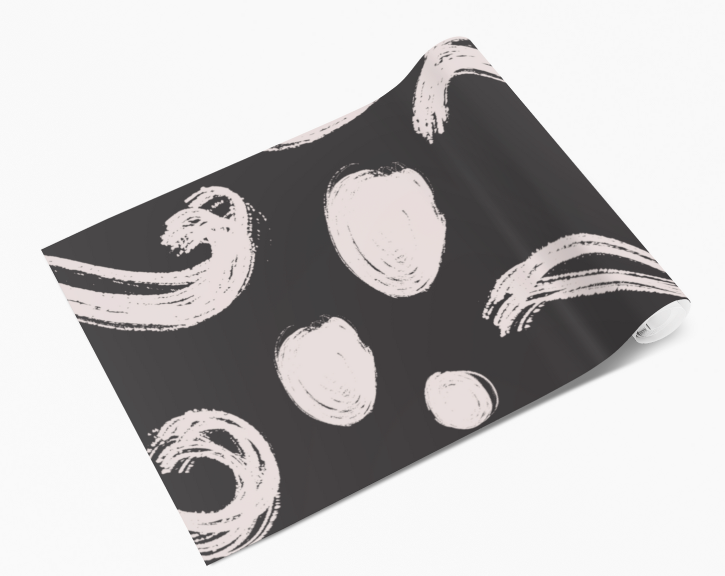 Black & Pale Pink Swirls & Spots Vinyl Furniture Wrap