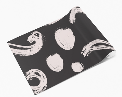 Black & Pale Pink Swirls & Spots Vinyl Furniture Wrap