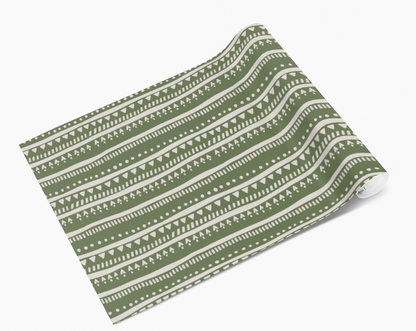 Green Aztec Linier Lines Self Adhesive Vinyl