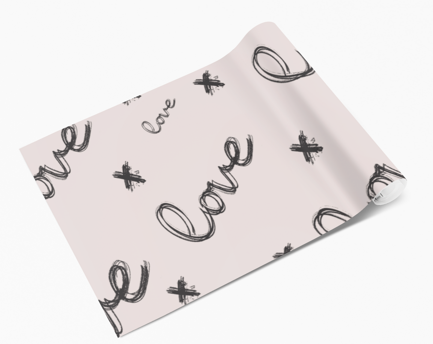 Baby Pink & Black Love Script Self Adhesive Vinyl