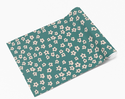 Teal Ditsy Daisies Vinyl Furniture Wrap