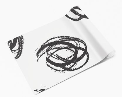 Black & White Scribble Circles Self Adhesive Vinyl
