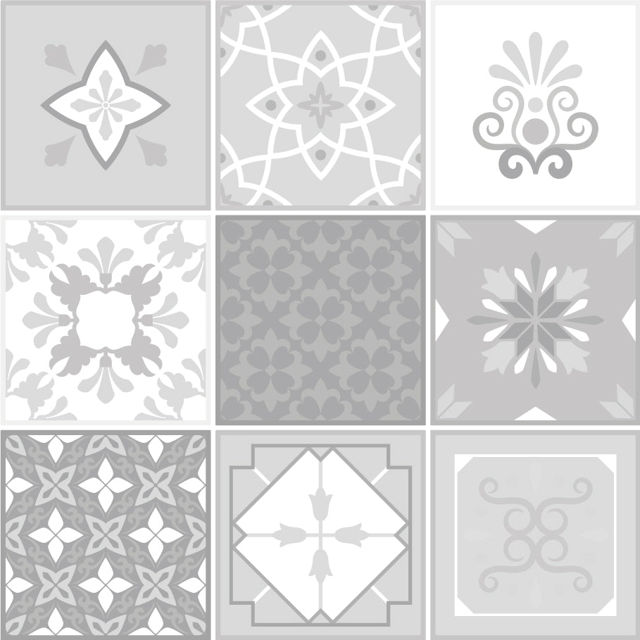 Light Grey Mixed Moroccan Mosaic Floor & Wall Tile Stickers