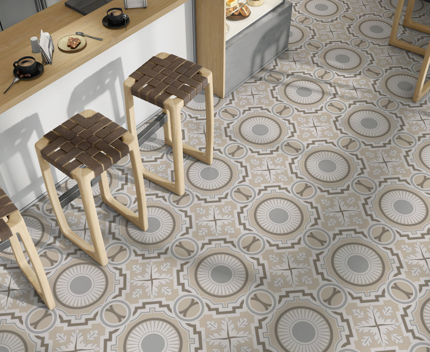 Beige Neutral Deco Floor Tile Stickers