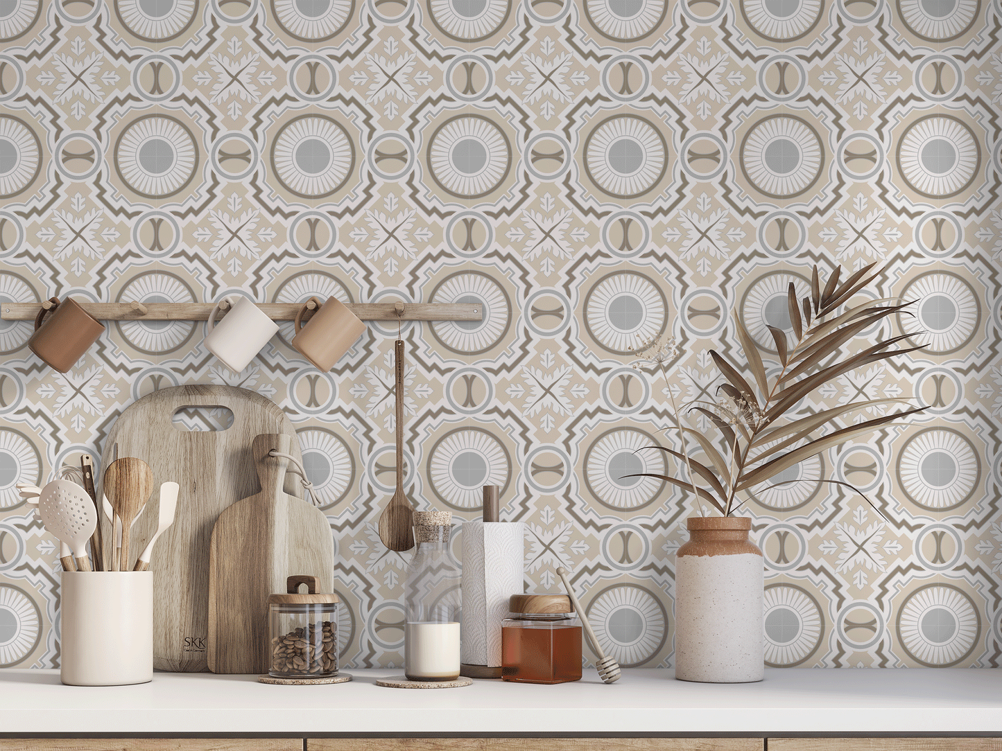 Beige Neutral Deco Floor Tile Stickers