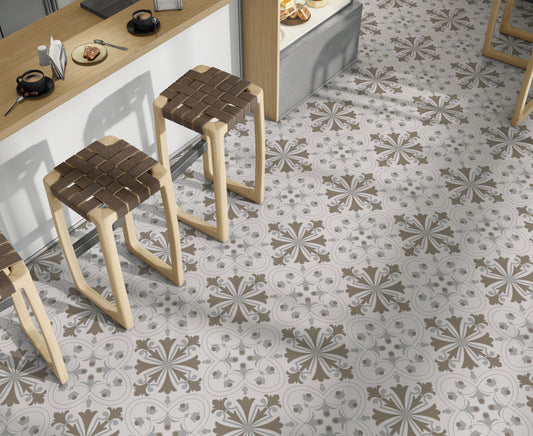 Greige Art Deco Floor & Wall Tile Stickers