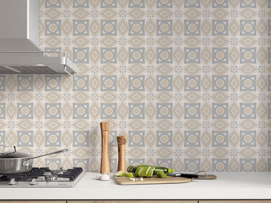 Geometric Grey Beige Peel & Stick Tile Stickers