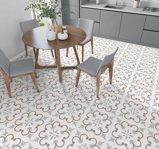 White & Grey Square Floor & Wall Tile Stickers