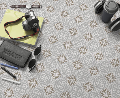 Grey Art Deco Plume Floor & Wall Tile Stickers