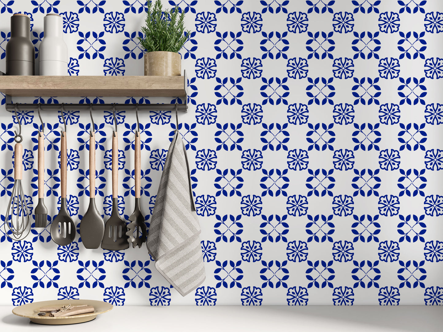 Royal Blue Bell Flower Floor & Wall Tile Stickers