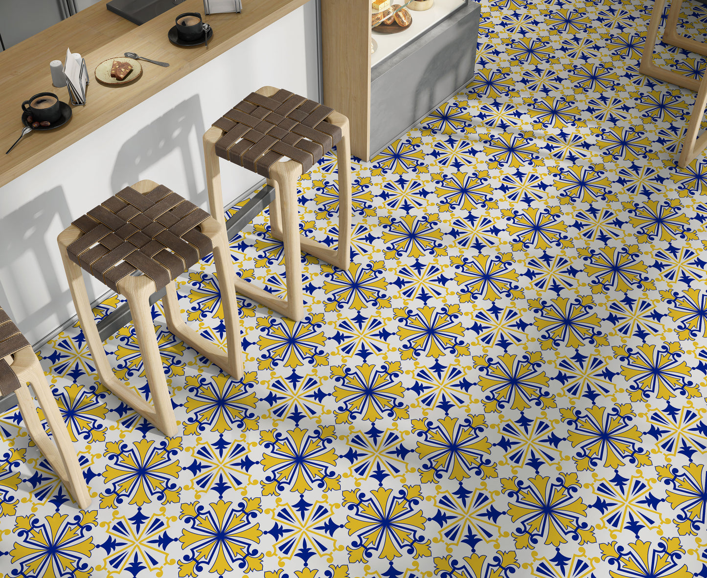 Yellow & Blue Regal Floor & Wall Tile Stickers