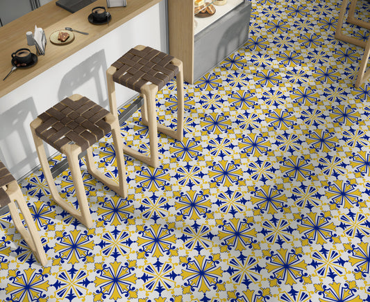 Yellow & Blue Regal Floor & Wall Tile Stickers