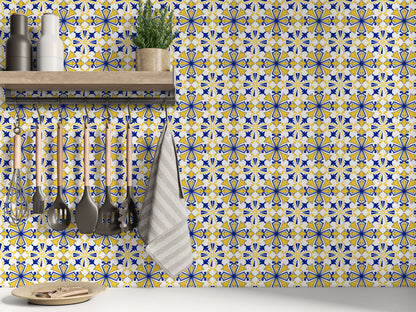 Yellow & Blue Regal Floor & Wall Tile Stickers