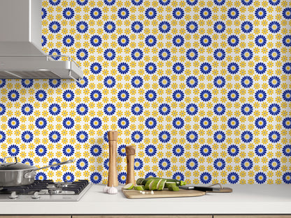 Blue & Yellow Removable Tile Stickers