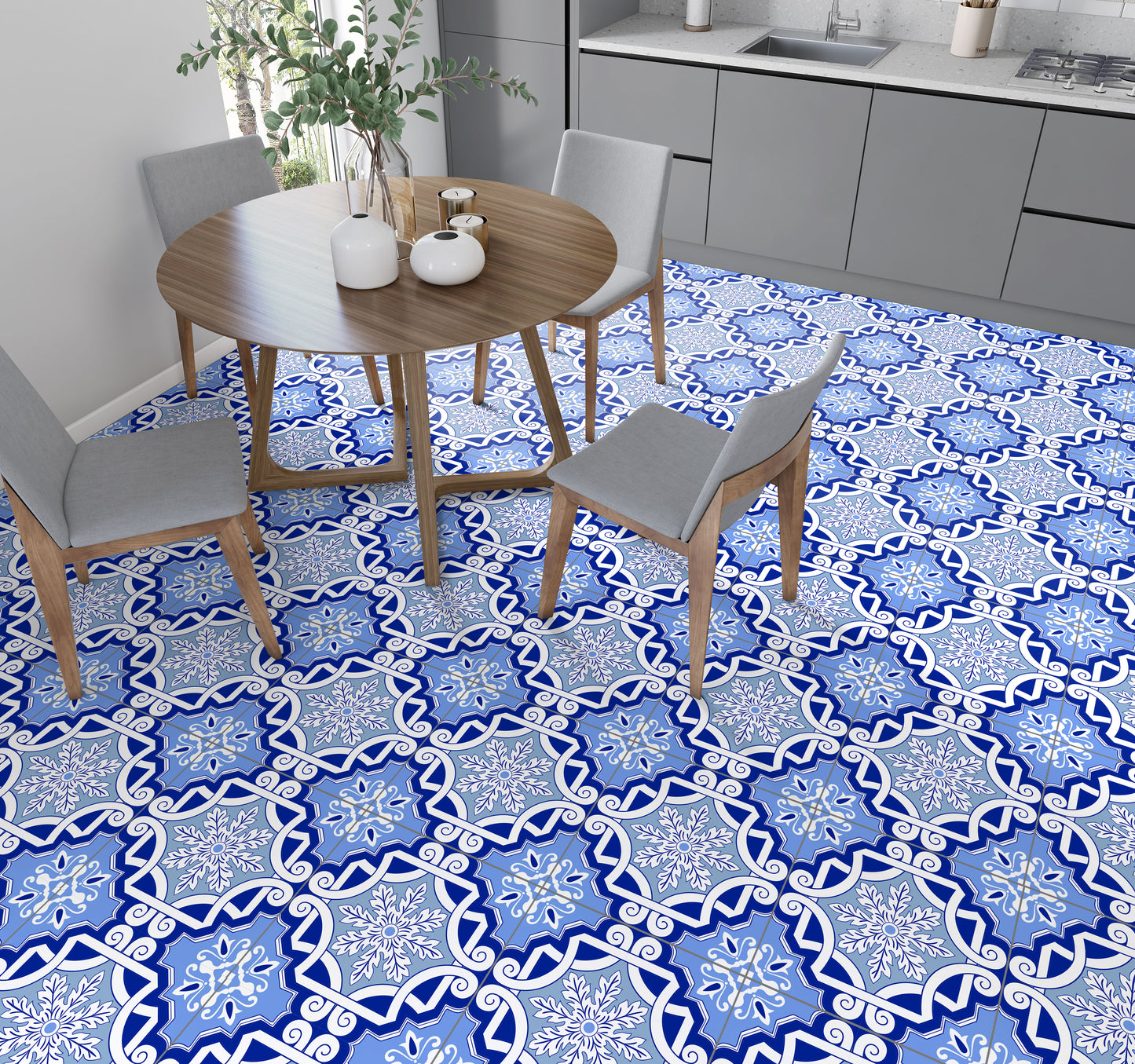 Cornflower Blue Frosted Flake Floor & Wall Tile Stickers
