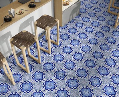 Powder Blue Fancy Deco Floor & Wall Tile Stickers
