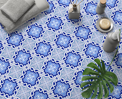 Powder Blue Fancy Deco Floor & Wall Tile Stickers