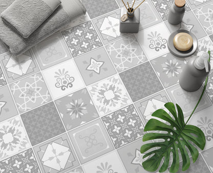 Light Grey Mixed Moroccan Mosaic Floor & Wall Tile Stickers