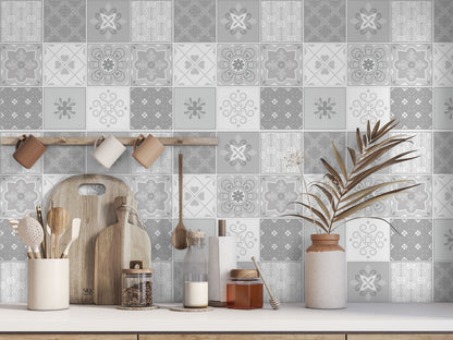 Grey Mixed Mosaic Spanish Removable Tile Stickers