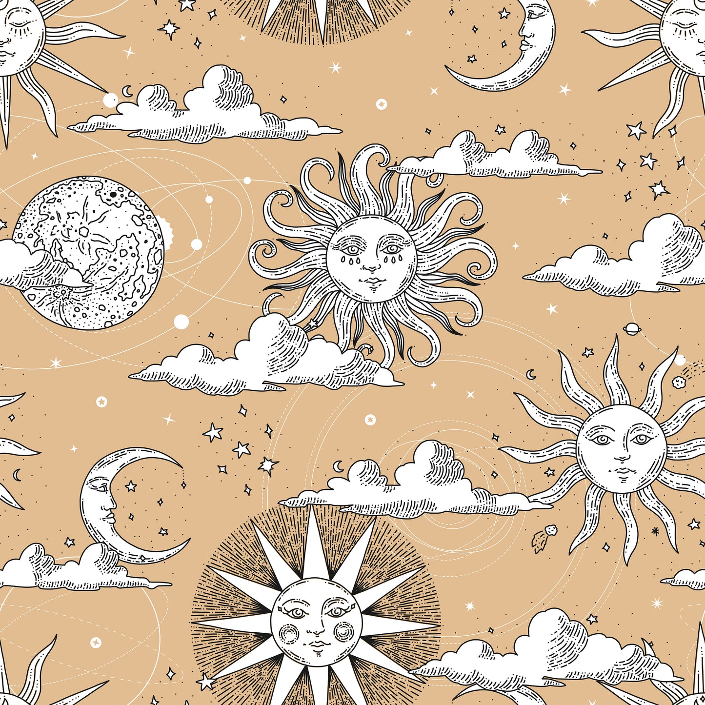 Sun Moon Cloud Earth Self Adhesive Vinyl