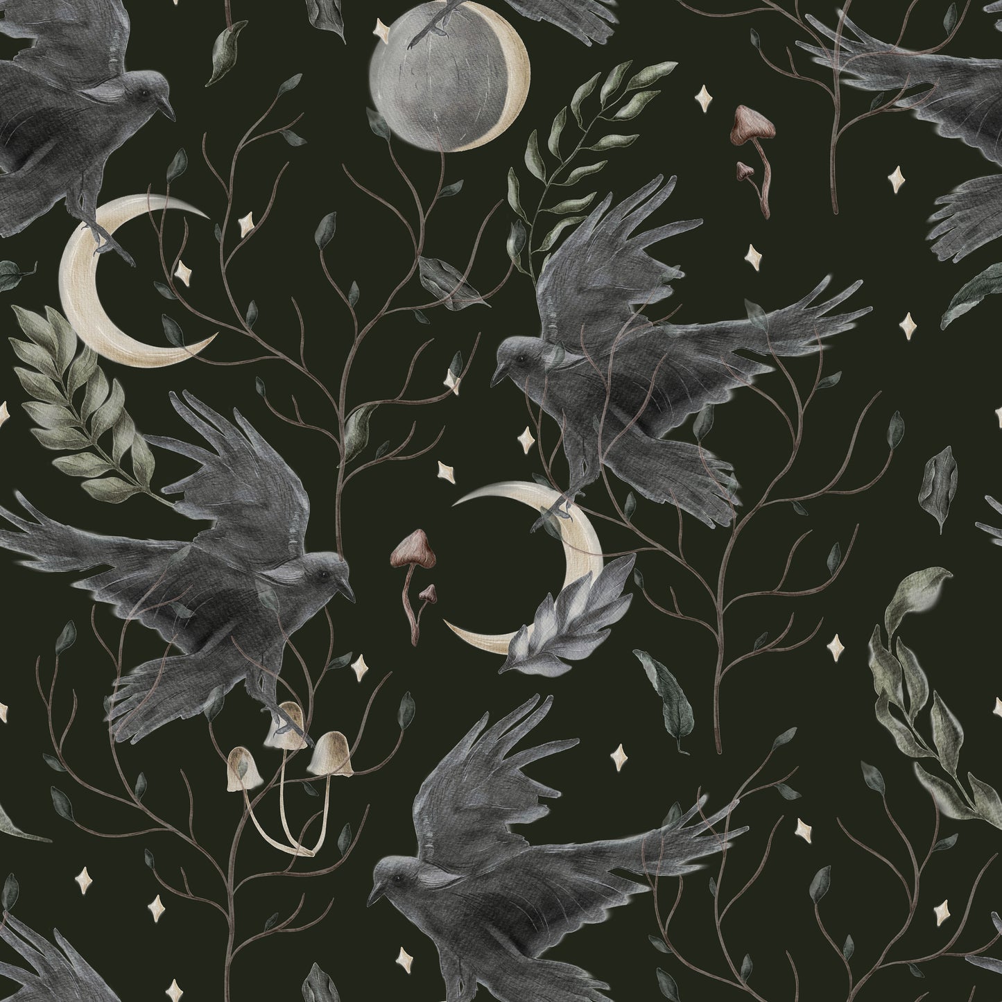 Raven Birds Night Moon Dark Self Adhesive Vinyl