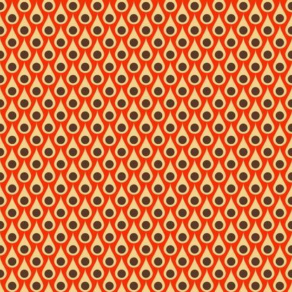 Groovy Teardrop Orange Tan Print Vinyl Furniture Wrap