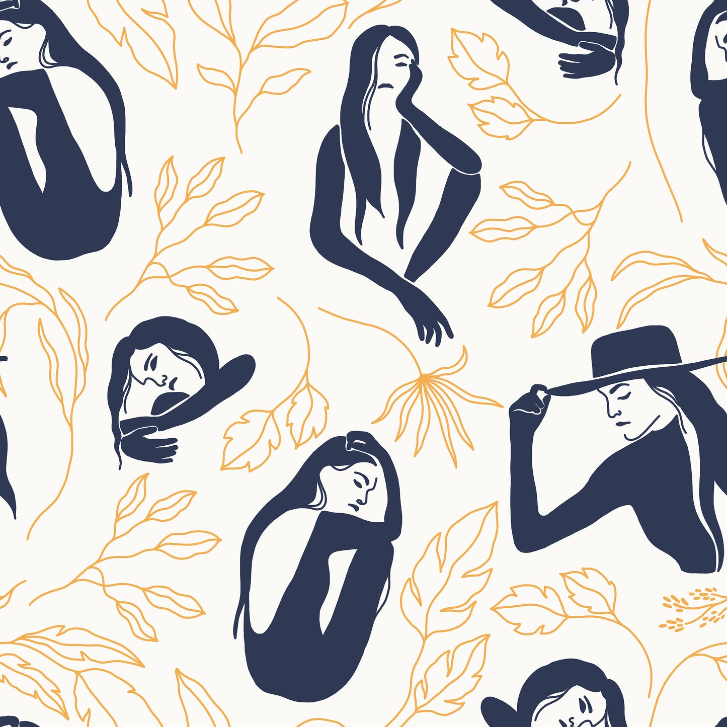 Lady Woman Hand Drawn Girl Self Adhesive Wrap